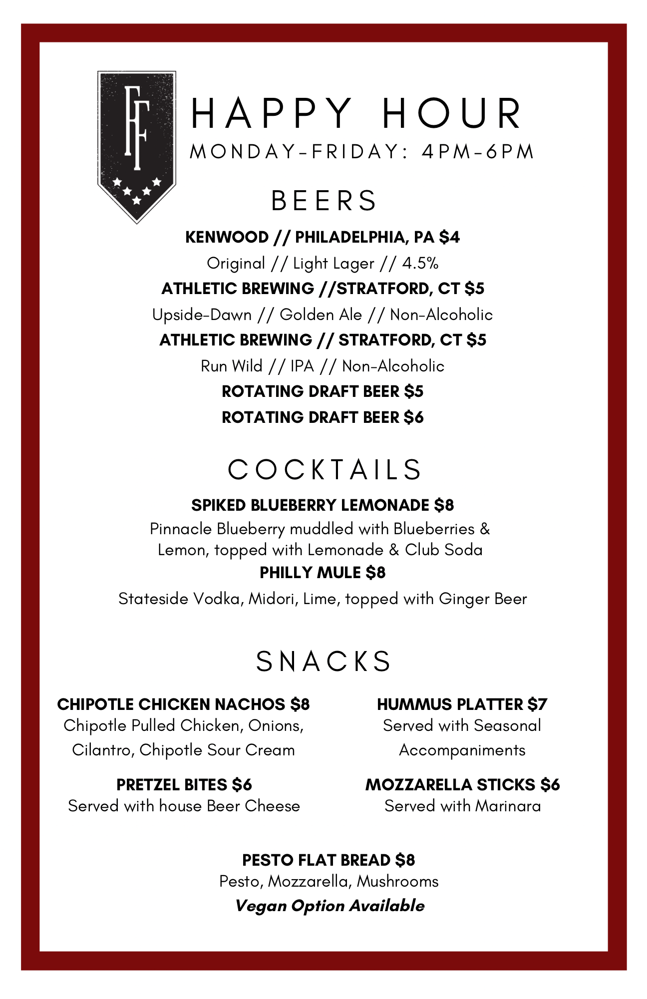 Value-priced happy hour options